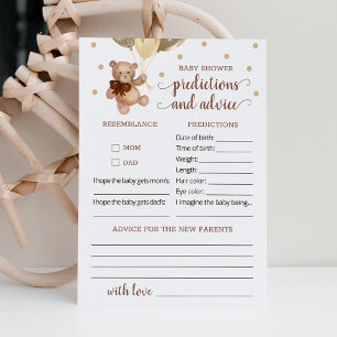 Invitation Prédictions et conseils bébé Ours en peluche Baby