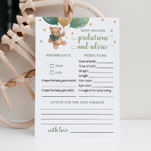 Invitation Prédictions et conseils pour bébé Ours en peluche