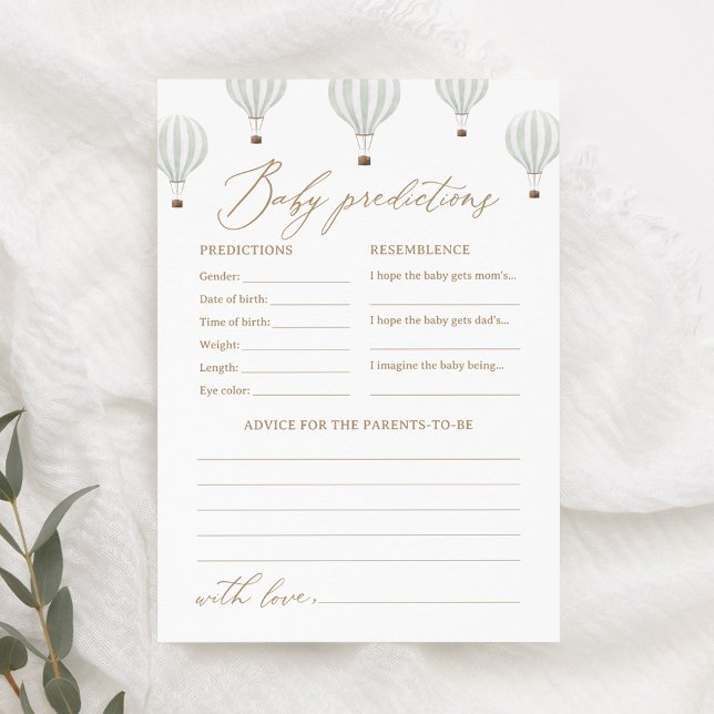 Invitation Prédictions et conseils sur le Baby shower à ballo (Créateur téléchargé)