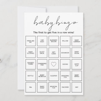 Invitation Prefilled Minimalist Baby Shower Bingo Cards