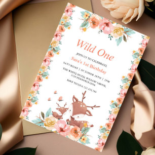 Invitation Premier 1er anniversaire Safari Wild One Floral