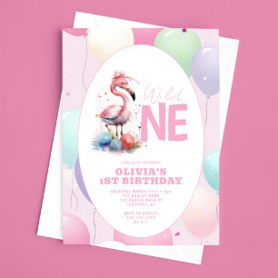 Invitation Premier Anniversaire Bébé Flamant Sauvage