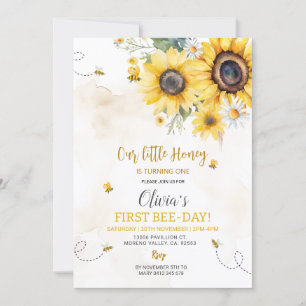 Invitation Premier anniversaire Bee Sunflower