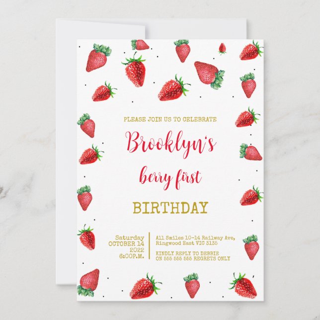 Invitation Premier anniversaire Berry Sweet (Devant)