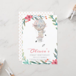 Invitation Premier anniversaire Boho Hot air ballon anniversa