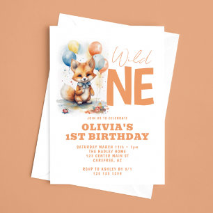 Invitation Premier Anniversaire de Bébé Renard Sauvage