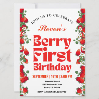 Invitation Premier anniversaire de fraise Berry