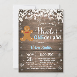 Invitation Premier anniversaire de garçon rustique Winter One