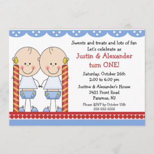 Invitation Premier anniversaire de garçons jumeaux