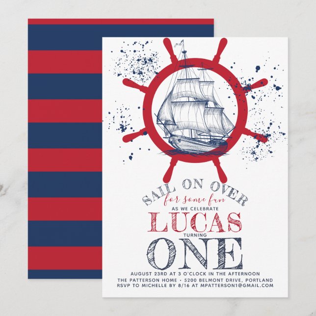 Invitation Premier anniversaire de la marine nautique (Devant / Derrière)