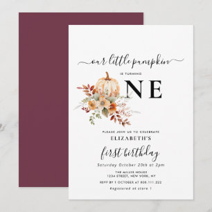 Invitation premier anniversaire de la petite citrouille