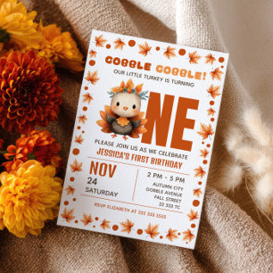Invitation Premier anniversaire de la petite dinde d'automne