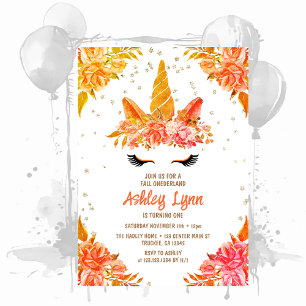 Invitation Premier anniversaire de licorne Onederland automne