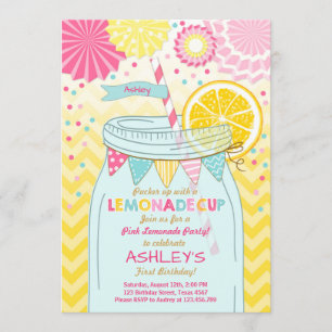 Invitation Premier anniversaire de limonade de soleil rose
