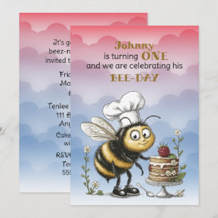 Invitation Premier anniversaire de Little Bee Baby Boy
