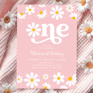 Invitation Premier anniversaire de Pink Daisy Boho