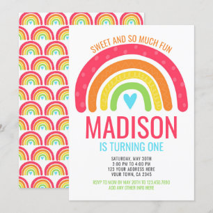 Invitation Premier anniversaire de Rainbow moderne