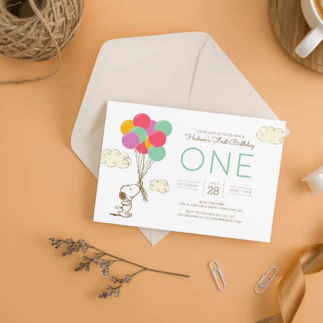 Invitation Premier Anniversaire de Snoopy et Ballons (Créateur téléchargé)