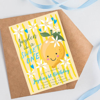 Invitation Premier Anniversaire de Sweet One, Garçons Citron