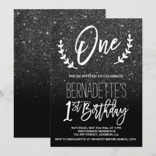 Invitation Premier anniversaire de typographie noire moderne