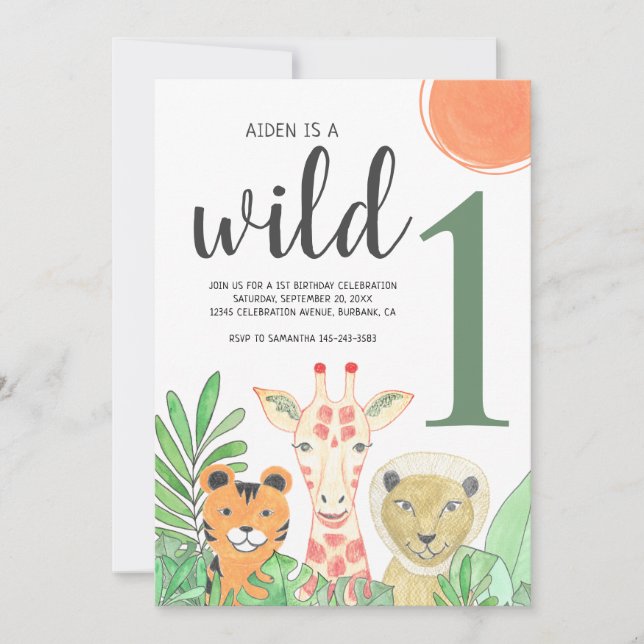 Invitation Premier anniversaire de Wild One Boy (Devant)