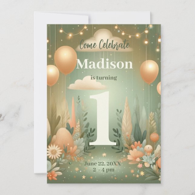 Invitation Premier anniversaire de Woodland (Devant)
