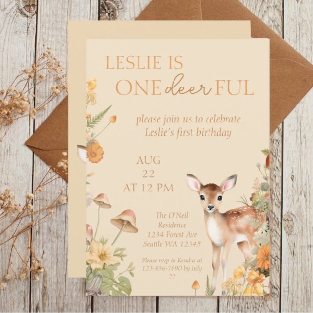 Invitation Premier anniversaire des cerfs de bois de Whimsal (Créateur téléchargé)