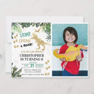 Invitation Premier anniversaire des Dinosaures mignons