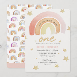 Invitation Premier anniversaire des Etoiles Arc-en-ciel roses