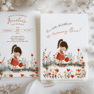 Invitation Premier anniversaire du petit Fleur sauvage