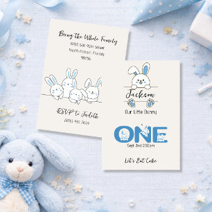 Invitation Premier Anniversaire du Petit Garçon au Lapin Bleu