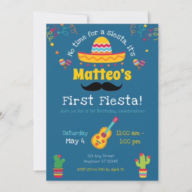 Invitation Premier anniversaire Fiesta Mexique Anniversaire I (Devant)