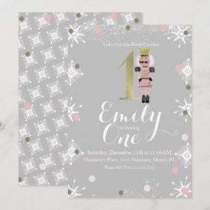 Invitation Premier anniversaire Foil Nutcracker Snowflakes Ho