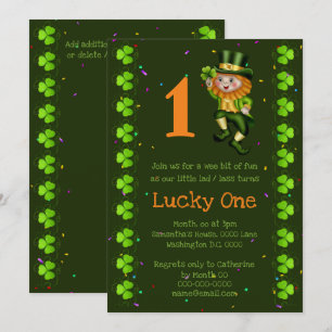 Invitation Premier anniversaire leprechaun chanceux un shamro