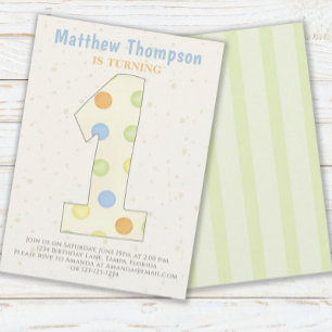 Invitation Premier anniversaire minimaliste Hommes Neutres Me