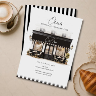 Invitation Premier Anniversaire Oh Là Là Noir & Blanc Café de