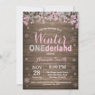 Invitation Premier Anniversaire Onederland Rose Argent Fille