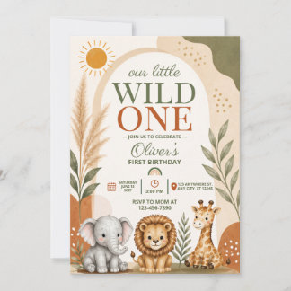 Invitation Premier Anniversaire Safari Wild One