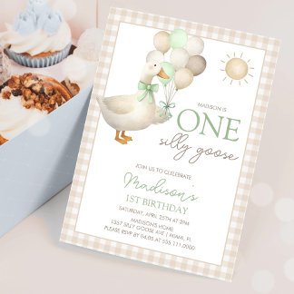 Invitation Premier Anniversaire Silly Goose Ballons