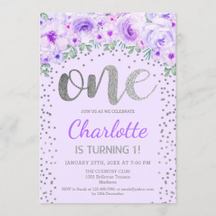Invitation Premier anniversaire - Silver Purple