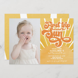 Invitation Premier Anniversaire Sunshine Orange Boho Cute Par