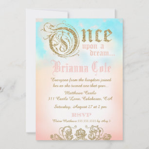 Invitation Premier anniversaire une fois sur un rêve Princess