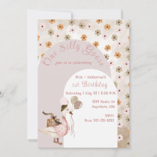 Invitation Premier anniversaire une oie sotte, Vintage