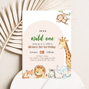 Invitation Premier anniversaire Wild One Arch Frame Safari An