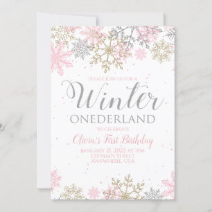 Invitation Premier anniversaire Winter Onederland flocon de n