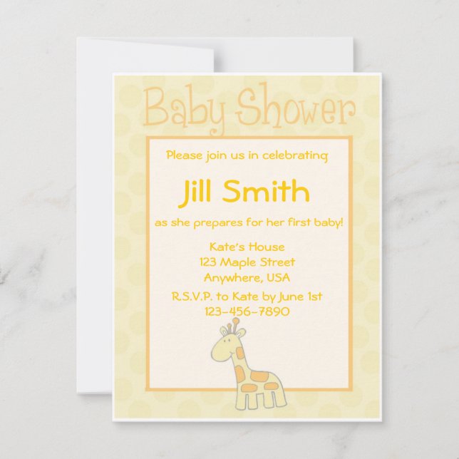 Invitation Premier Baby shower - Jaune (Devant)