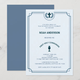 Invitation Premier bleu d'invitation de la sainte communion