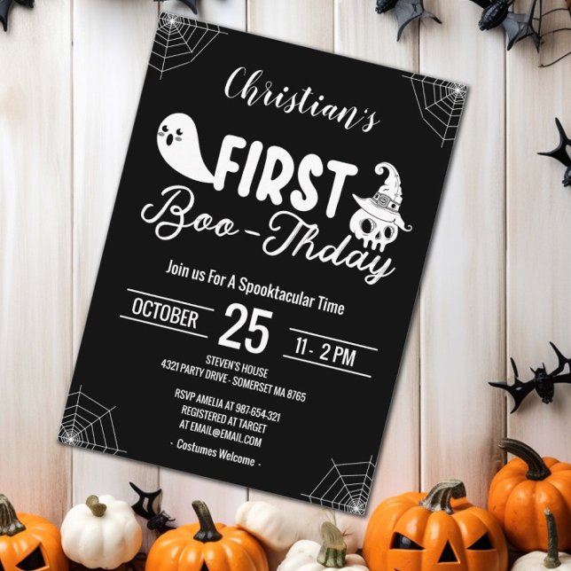Invitation Premier Boo-thday personnalisé Halloween Anniversa (Créateur téléchargé)