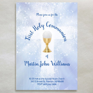 Invitation Premier garçon catholique communion