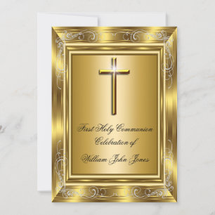 Invitation Premier garçon Sainte Communion Croix d'Or